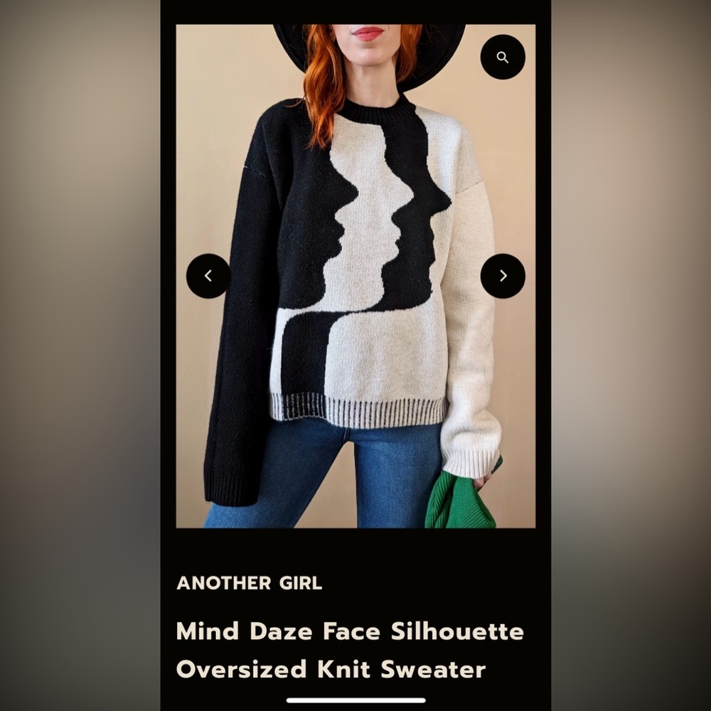 NWT  Another Girl Face Daze Oversized Sweater